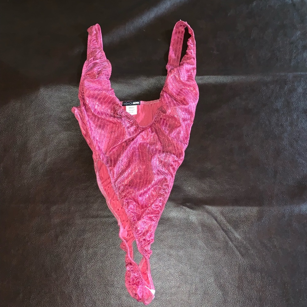 Sexy fashion nova deep v neck thong body suit